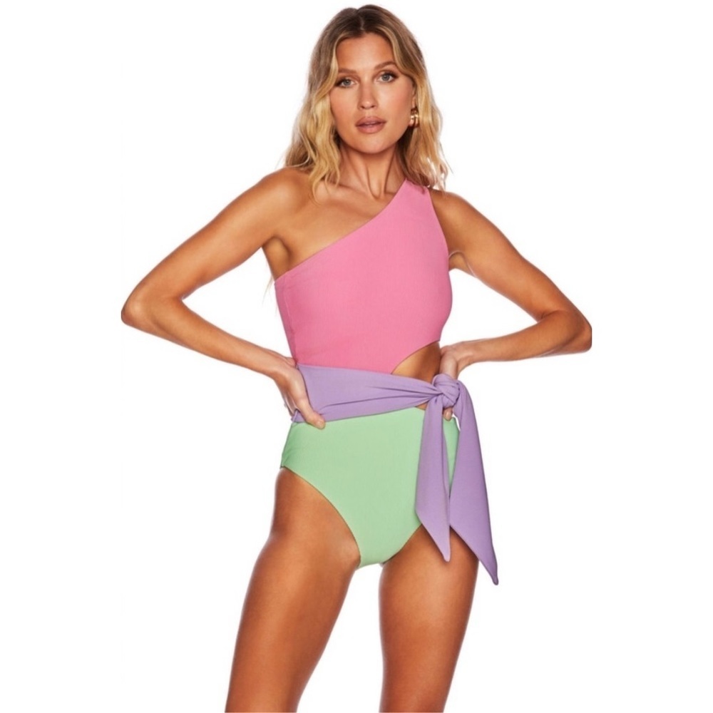 NWT Beach Riot Asymmetrical Colorblock One-Piece Swimsuit